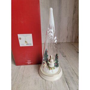 Lenox Merry magic sledding snowman glass cone Xmas figure